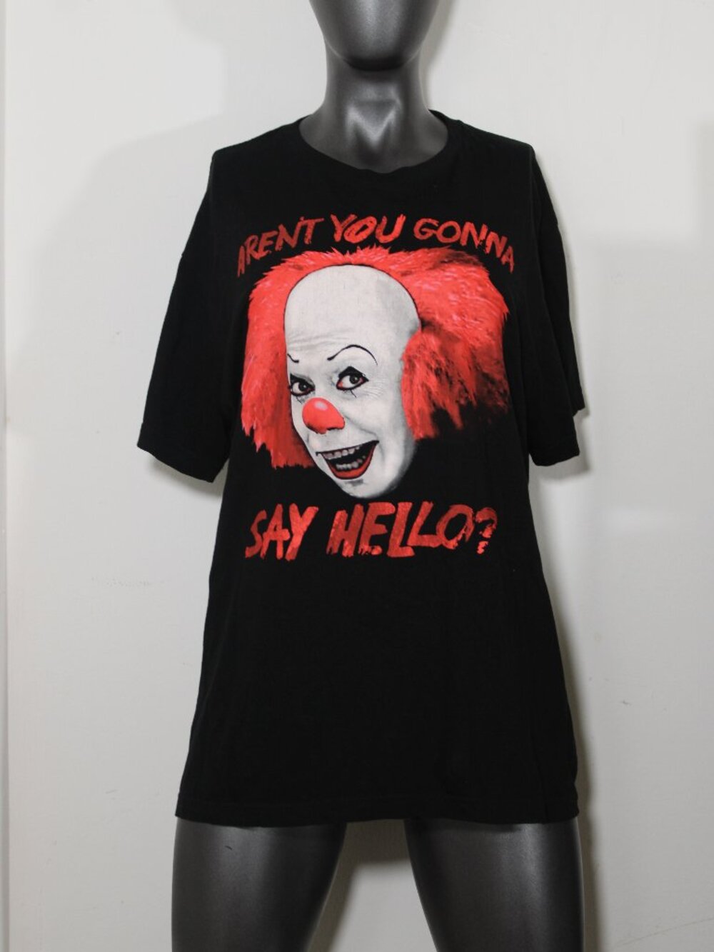 IT The Movie Pennywise "Aren't You Gonna Say Hello?" Graphic Tee Black